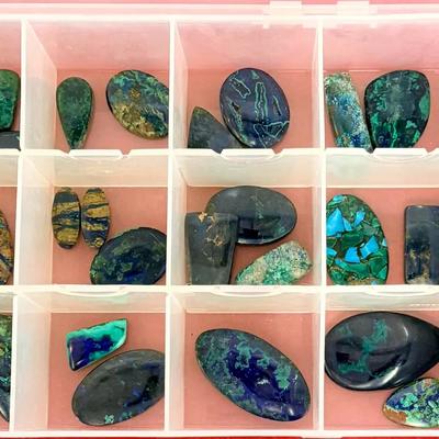 Polished Azurite Chrysocolla Malachite Cabochons – Blue Green Statement Stones