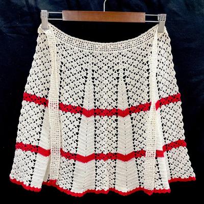 Vintage Handmade Crocheted Half Apron 