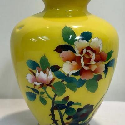 Vintage Japanese Cloisonné vase With Rose Design