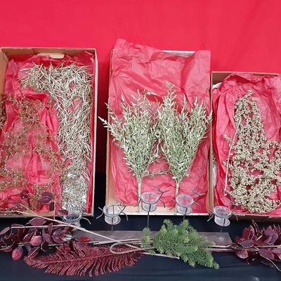 Holiday Floral Greenery & Large Glitter Picks+