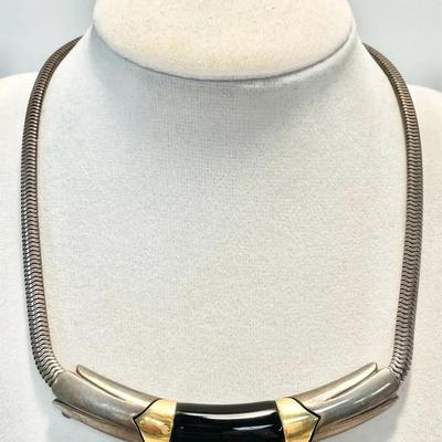 18K Gold 925 Onyx Vintage Choker By Michael Bondanza 