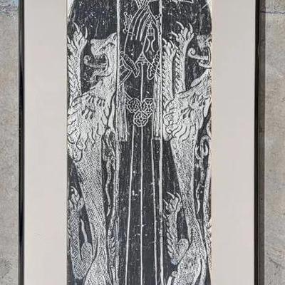 Large Rubbing Of Brass Tomb 32x8” 