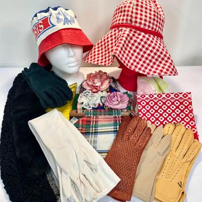 Vintage Bundle Of Hats, Gloves, And Other Accents - Paris Bucket Hat, Picnic Hat, Menola Gloves +