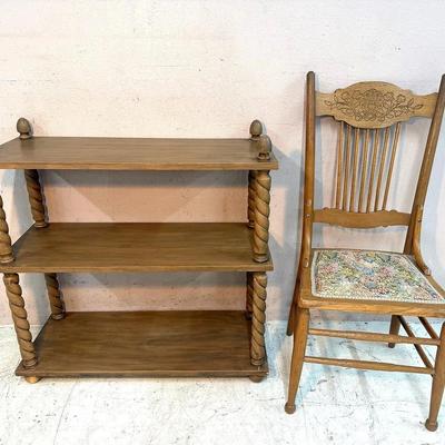 Vintage Barley-Twist Wooden Shelf / 3-Tier Bookcase