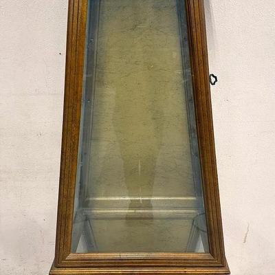 Vintage Illuminated Glass Curio Display Cabinet with Wood Frame