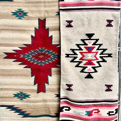 Handwoven Zapotec Wool Kilim Rug And Southwestern-Style Table Runner 