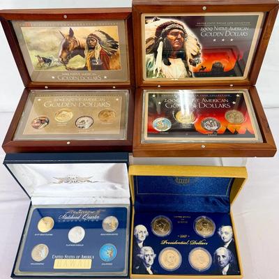 Deluxe U.S. Coins – Native American Golden Dollars, Presidential Dollars, Statehood Quarters w/Cases
