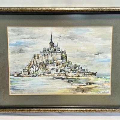 Original Watercolor - Le Mont. Saint. Michel Signed A.D…