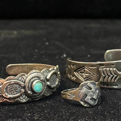 Vintage Fred Harvey Era Navajo Sterling Jewelry Set