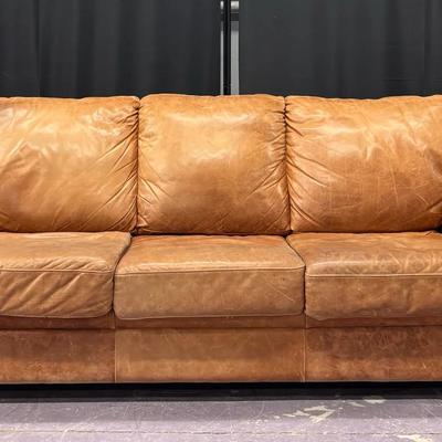 Classic Brown Leather Sleeper Sofa