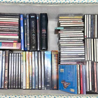 Vintage Cloth Covered Toy Box Filled w/CDs and DVDs