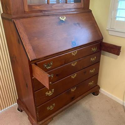 Wood Secretary Desk w/Hutch Top  