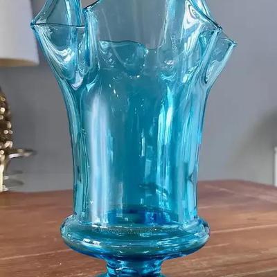 Bischoff Stretch Glass Vase-Blue 