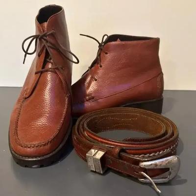 Cole Haan Leather Boots SZ 8.5/Leather Belt Size 44