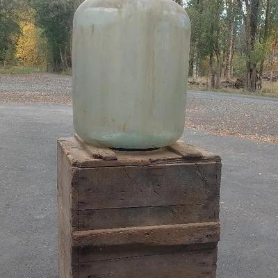 Antique Glass Carboy in Original Wooden Shipping Crate
