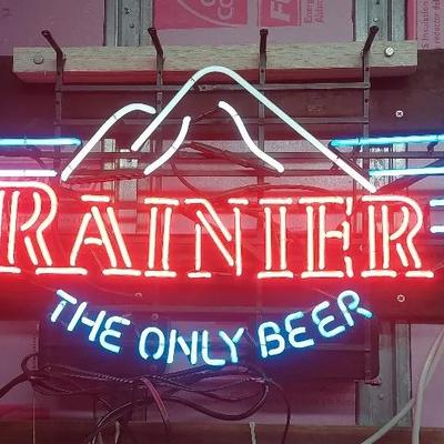 Rainier Beer Neon Sign – “The Only Beer” with Mountain Design
