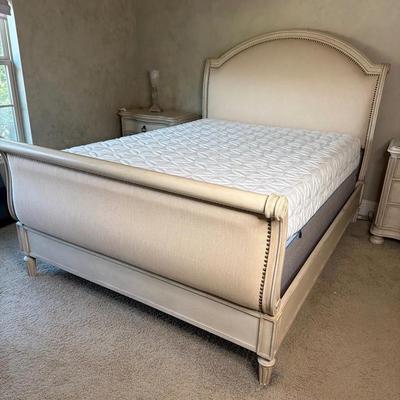 Queen Sleigh Bed Cream Color
