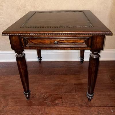 Wood/Leather Side Table by Bernhardt