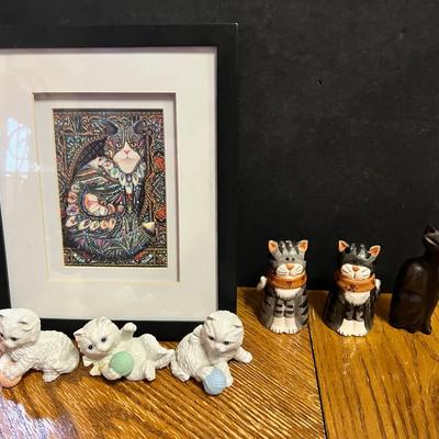 Homco Bisque Kittens (3), S/P Shakers Cats, Ironwood Persian Cat, Framed Art Print Johnson 