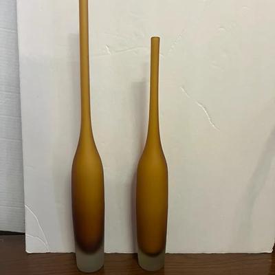 Global Designs Frosted Glass Spire Amber Vases Sommerso (2)