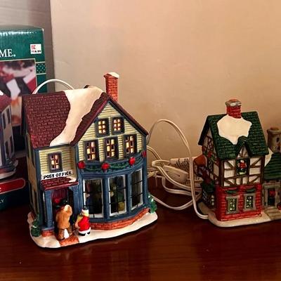 Trim a Home Kmart Christmas Village House Post Office Bayberry, Joann Book Shop 