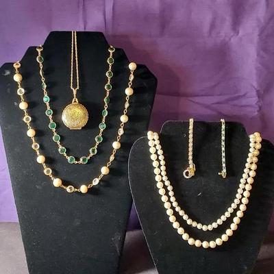 Australian Crystal Necklaces, Marvella Faux Pearl Necklace, Locket, Tennis Style Bracelets 925