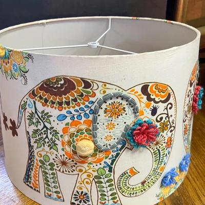 Decorative Round Lampshade Colorful Elephants Crotchet Flowers 