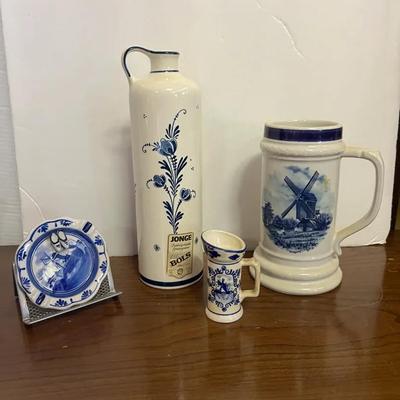 Delft Dutch Holland Ashtray Stein Jug Windmill Pitcher 