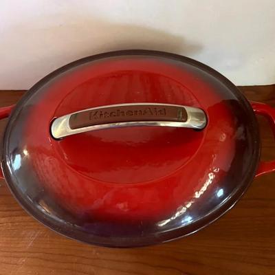 Kitchenaid Cast Iron Casserole Dish Enamel Red Oval 