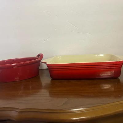 La Sera Stoneware Rectangle Casserole Dish, Oval Casserole Dish w/ Handles Italy Red 