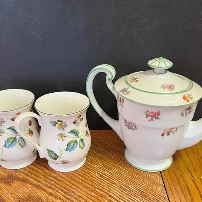 Royale Garden Staffordshire Flowers Butterflies Teapot & Teacups (2)