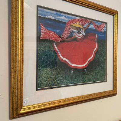 Sale Photo Thumbnail #438: Vintage framed signed Jonathan Green print. $48