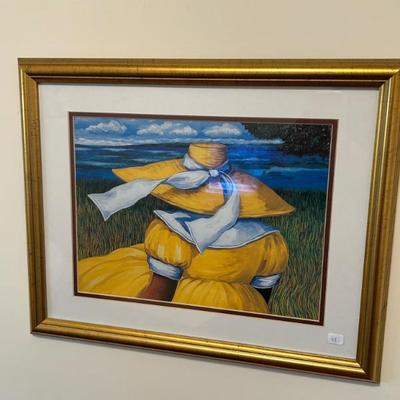 Sale Photo Thumbnail #434: Vintage framed signed Jonathan Green print. $48