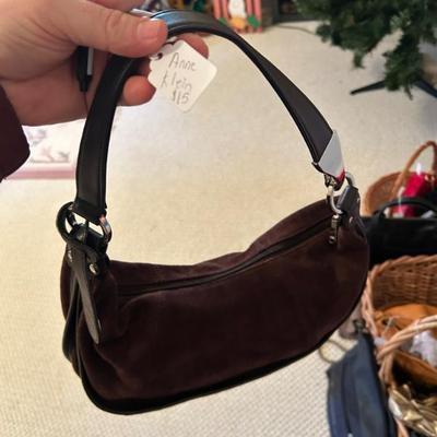 Sale Photo Thumbnail #93: Vintage Anne Klein suede and leather strap bag $15. 