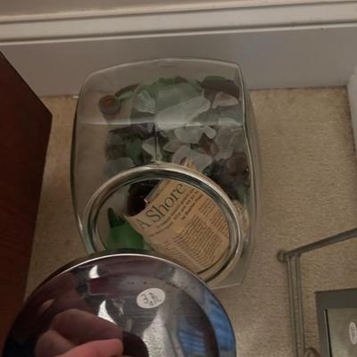 Sale Photo Thumbnail #325: Sea glass in glass canister. $32 for all. 