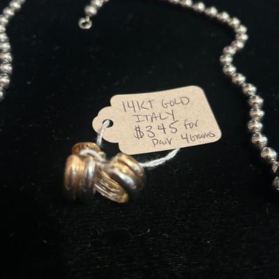 Sale Photo Thumbnail #230: 14KT gold Italian hoop earrings. 4 grams, $345. 