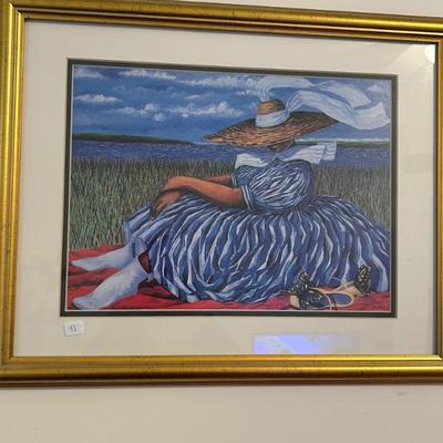 Sale Photo Thumbnail #436: Vintage framed signed Jonathan Green print. $48