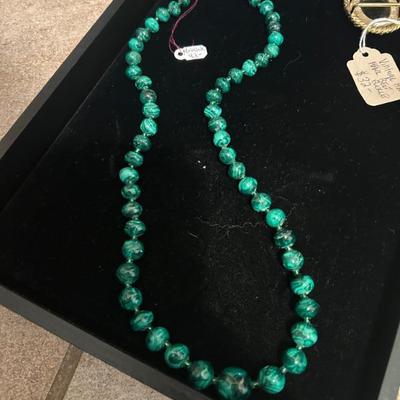 Sale Photo Thumbnail #256: Vintage malachite beaded necklace. $42. 