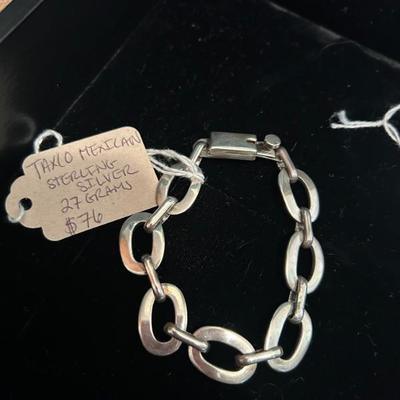 Sale Photo Thumbnail #218: Vintage Mexican sterling silver link bracelet. 27 grams, $76. 