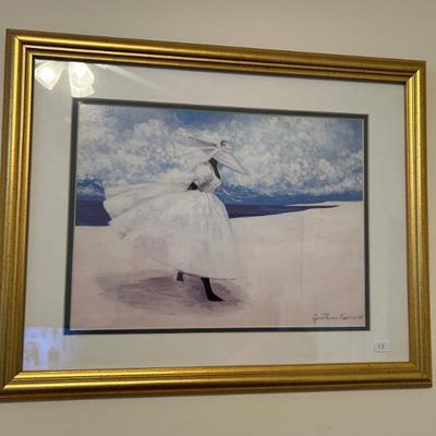 Sale Photo Thumbnail #432: Vintage framed signed Jonathan Green print. $48