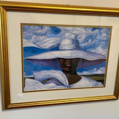 Sale Photo Thumbnail #435: Vintage framed signed Jonathan Green print. $48