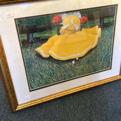 Sale Photo Thumbnail #450: Vintage framed signed Jonathan Green print. $48