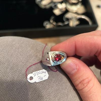 Sale Photo Thumbnail #213: Vintage sterling dilver and gemstone ring. $36. 