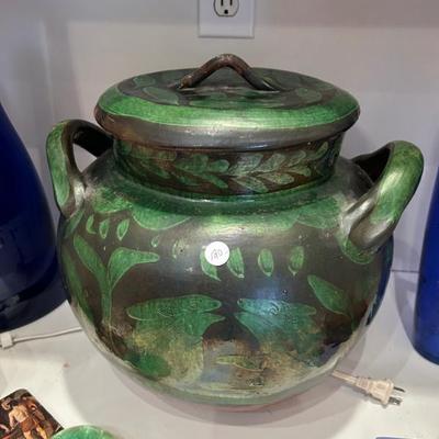 Sale Photo Thumbnail #409: Stunning massive lidded handmade pottery piece. $120. 