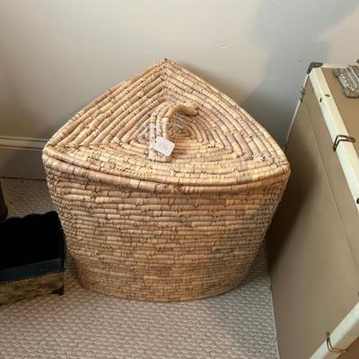 Sale Photo Thumbnail #460: Handmade sweet grass basket or hamper. Purchased in the market in downtown Charleston. $136. 