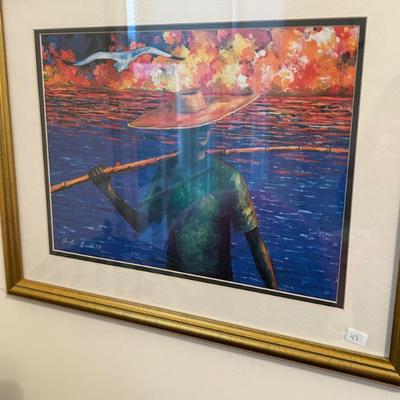 Sale Photo Thumbnail #437: Vintage framed signed Jonathan Green print. $48