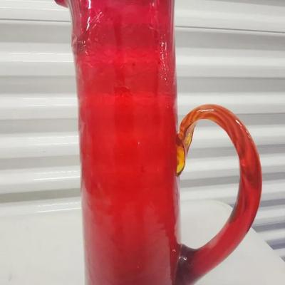 Blenko(?) Ruby Red Glass Pitcher