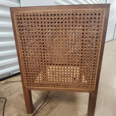 Mid-Century Modern Cane-Panel Table Lamp