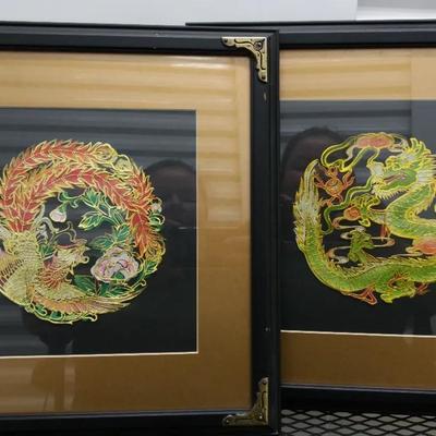 Pair of Framed Chinese Dragon Prints