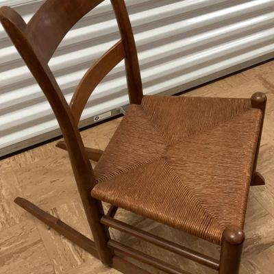 Wooden Ladder-Back Rocking Chair with Woven Seat